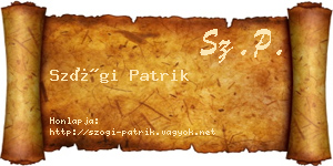 Szögi Patrik névjegykártya